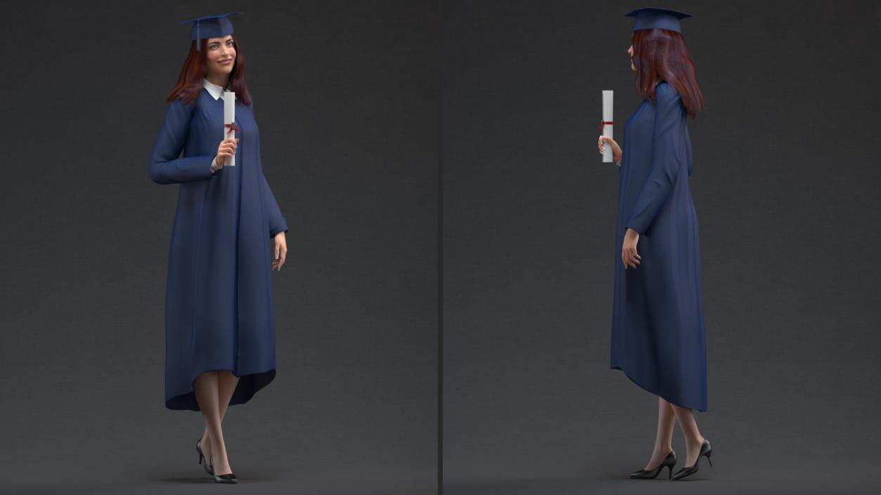 3D model Graduate Student holding Graduate Certificate