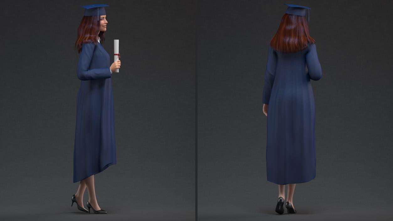 3D model Graduate Student holding Graduate Certificate