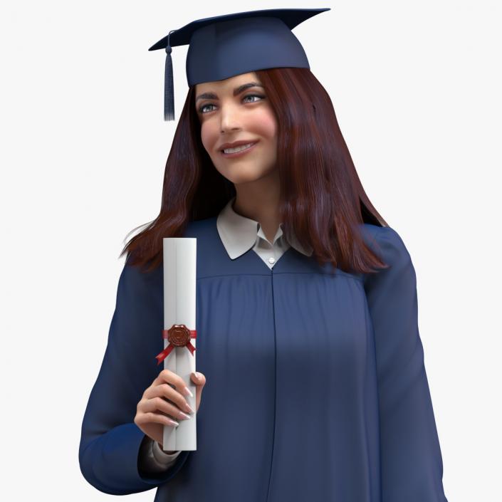 3D model Graduate Student holding Graduate Certificate