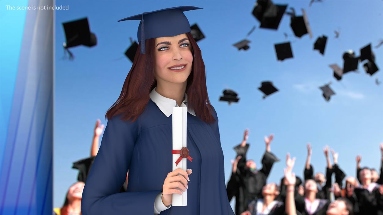 3D model Graduate Student holding Graduate Certificate