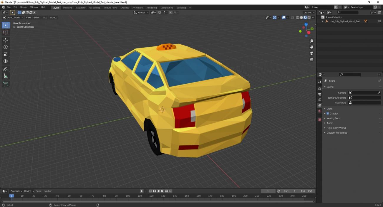 3D model Low Poly Stylized Model Taxi 2