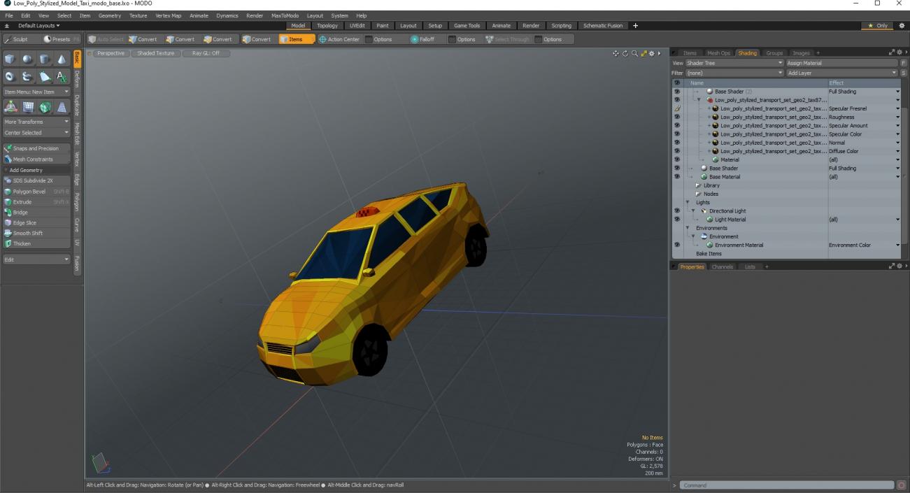 3D model Low Poly Stylized Model Taxi 2