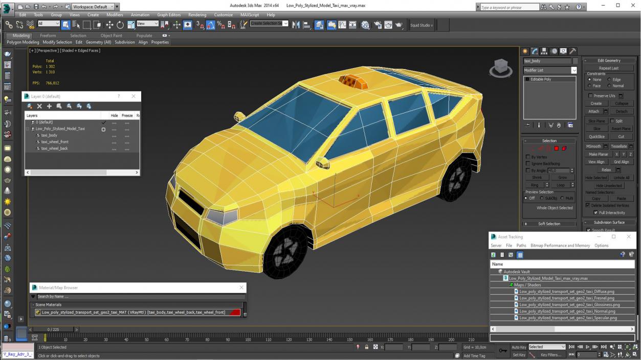 3D model Low Poly Stylized Model Taxi 2
