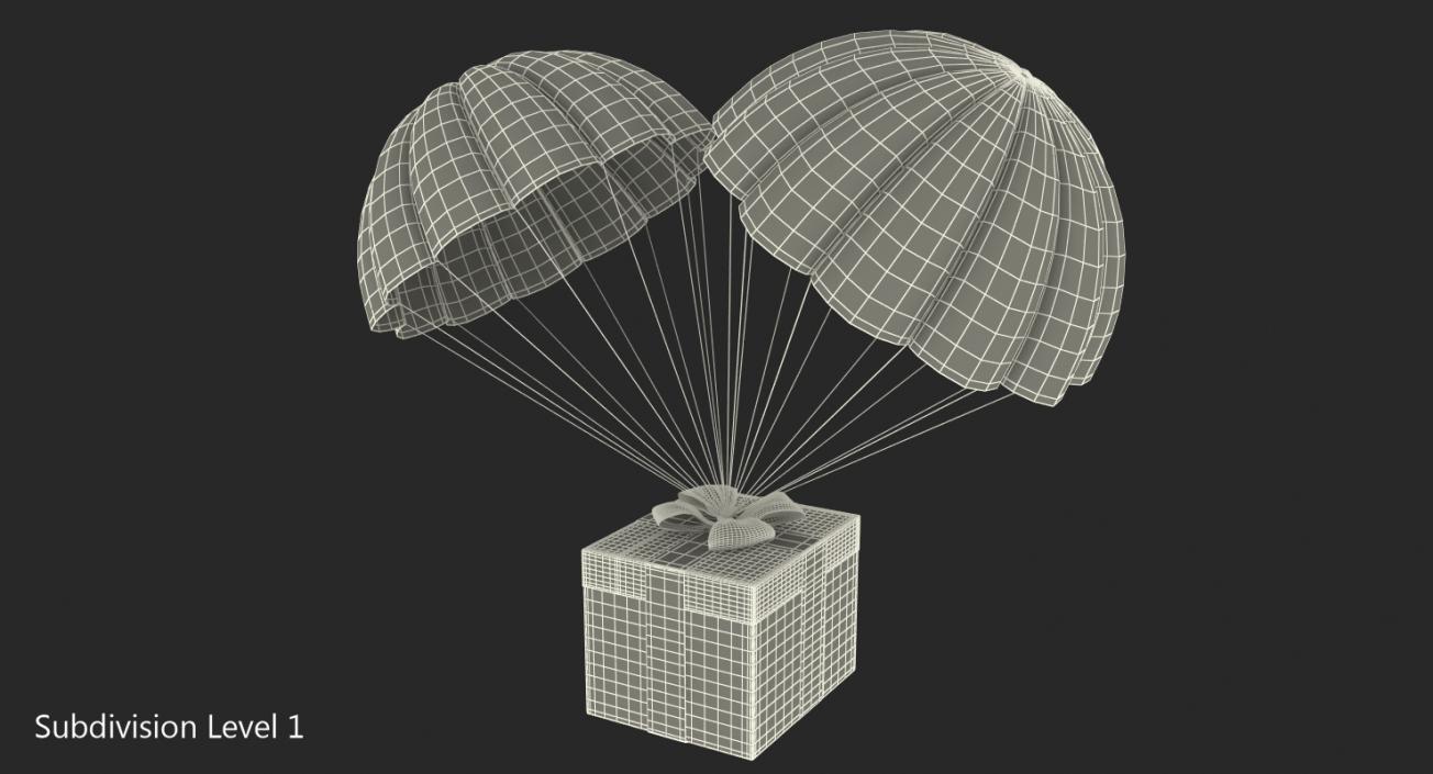 3D Twin Parachute Gift Box model