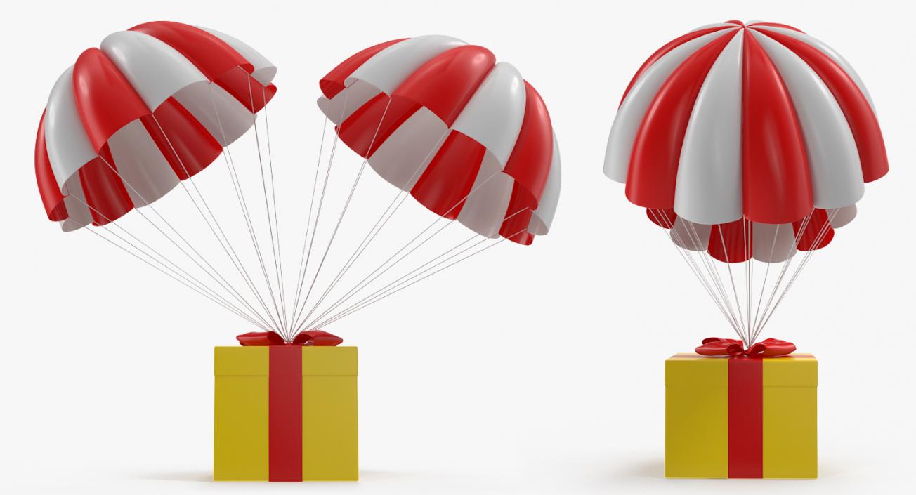 3D Twin Parachute Gift Box model