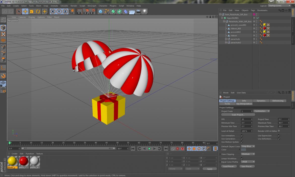 3D Twin Parachute Gift Box model