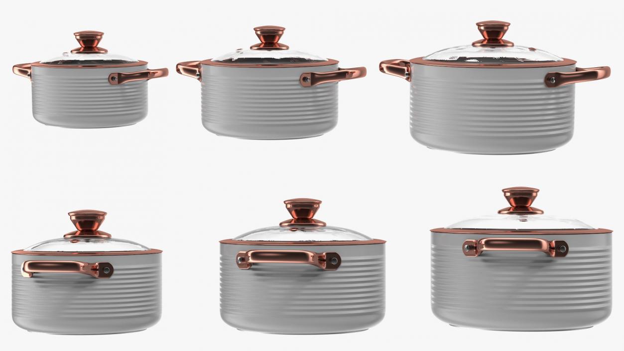 3D Tower White Cooking Pot with Lid Set