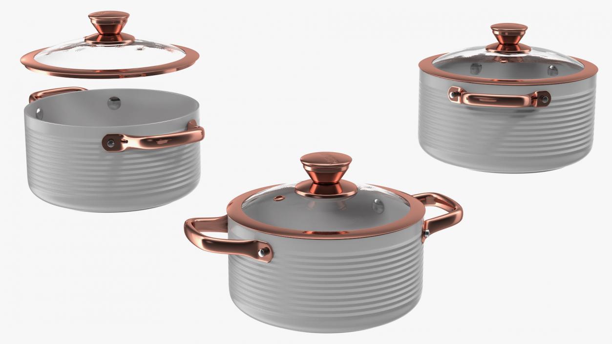 3D Tower White Cooking Pot with Lid Set