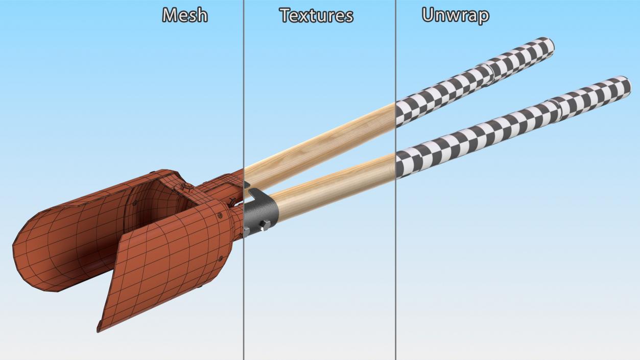 3D Hole Digger Wood Handle model