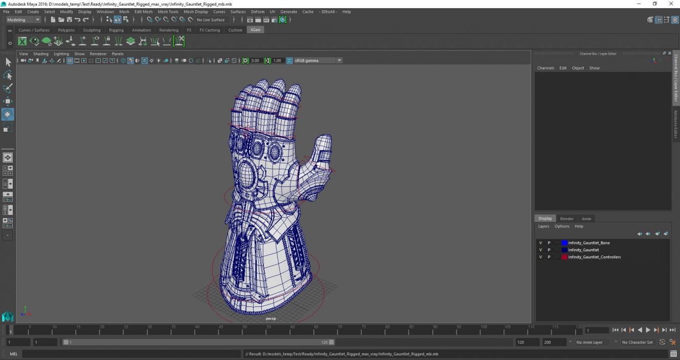 3D Infinity Gauntlet Glow Rigged for Maya model