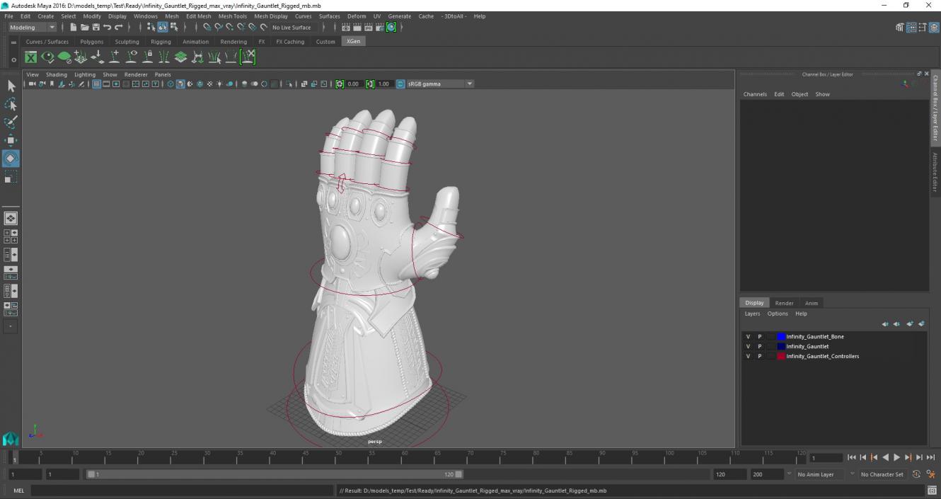 3D Infinity Gauntlet Glow Rigged for Maya model