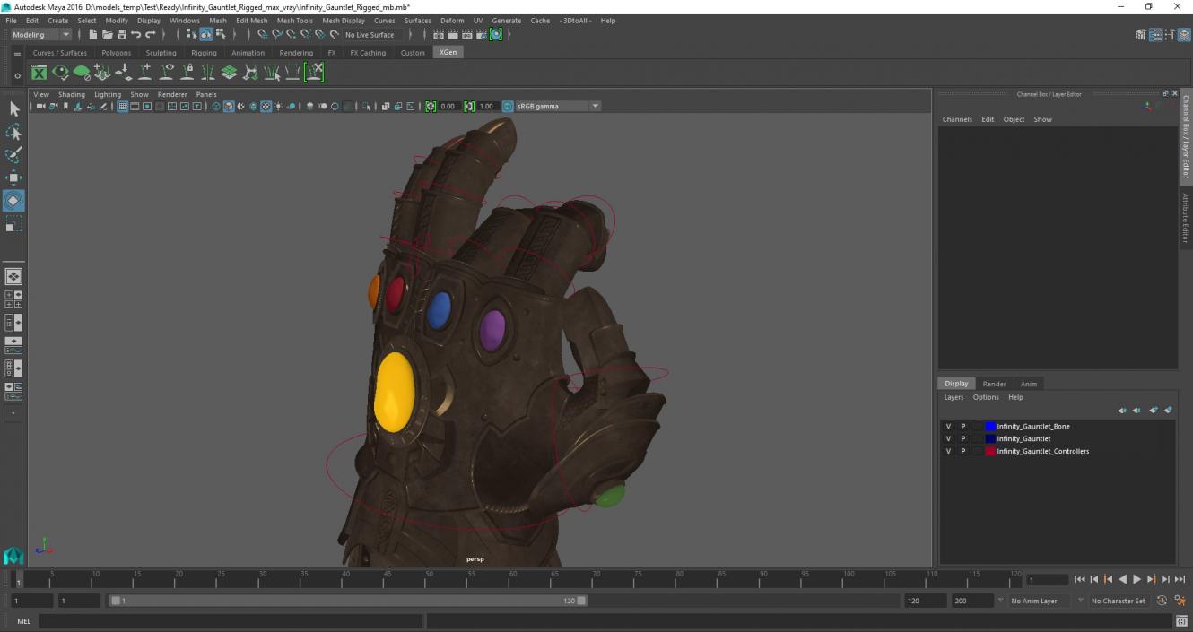 3D Infinity Gauntlet Glow Rigged for Maya model