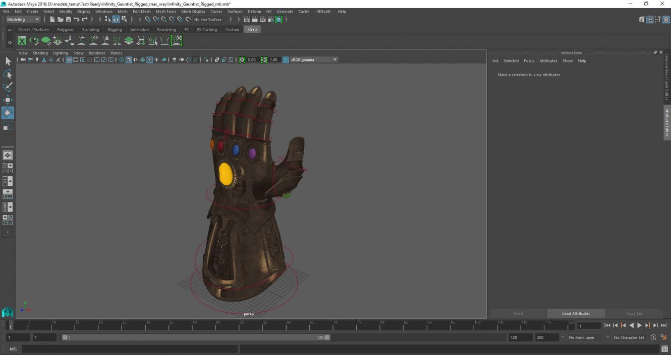 3D Infinity Gauntlet Glow Rigged for Maya model