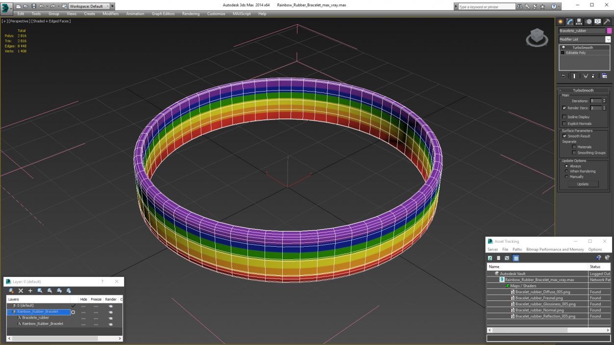 3D Rainbow Rubber Bracelet model