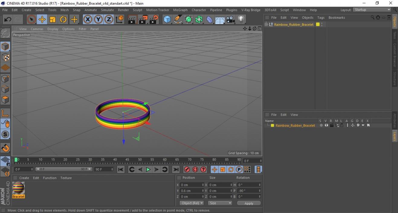 3D Rainbow Rubber Bracelet model