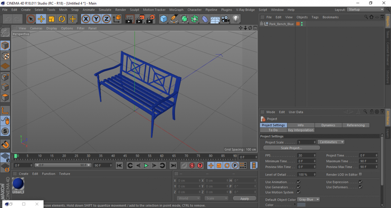 3D model Park Bench Blue