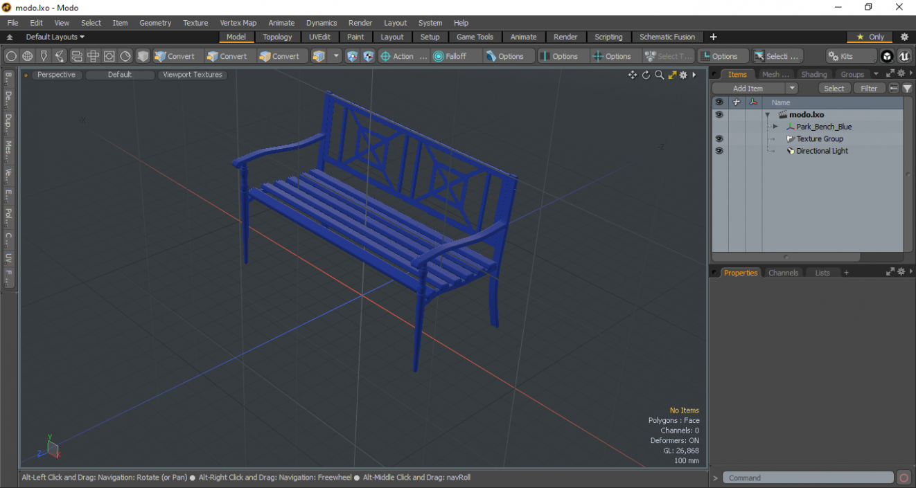 3D model Park Bench Blue