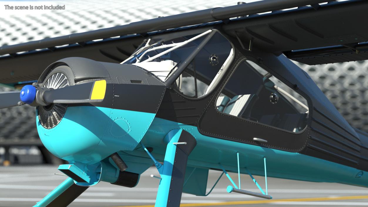 3D American Light Aircraft Black Rigged