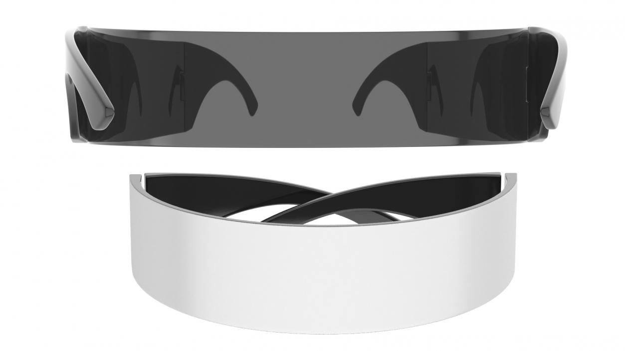 Metallic Silver Futuristic Soldier Glasses 3D