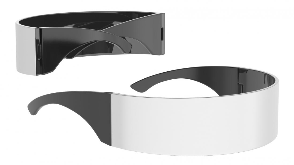 Metallic Silver Futuristic Soldier Glasses 3D