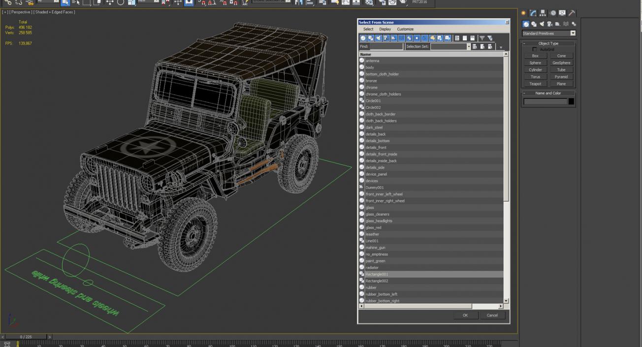 3D model Jeep Willys 1944 Convertible Rigged