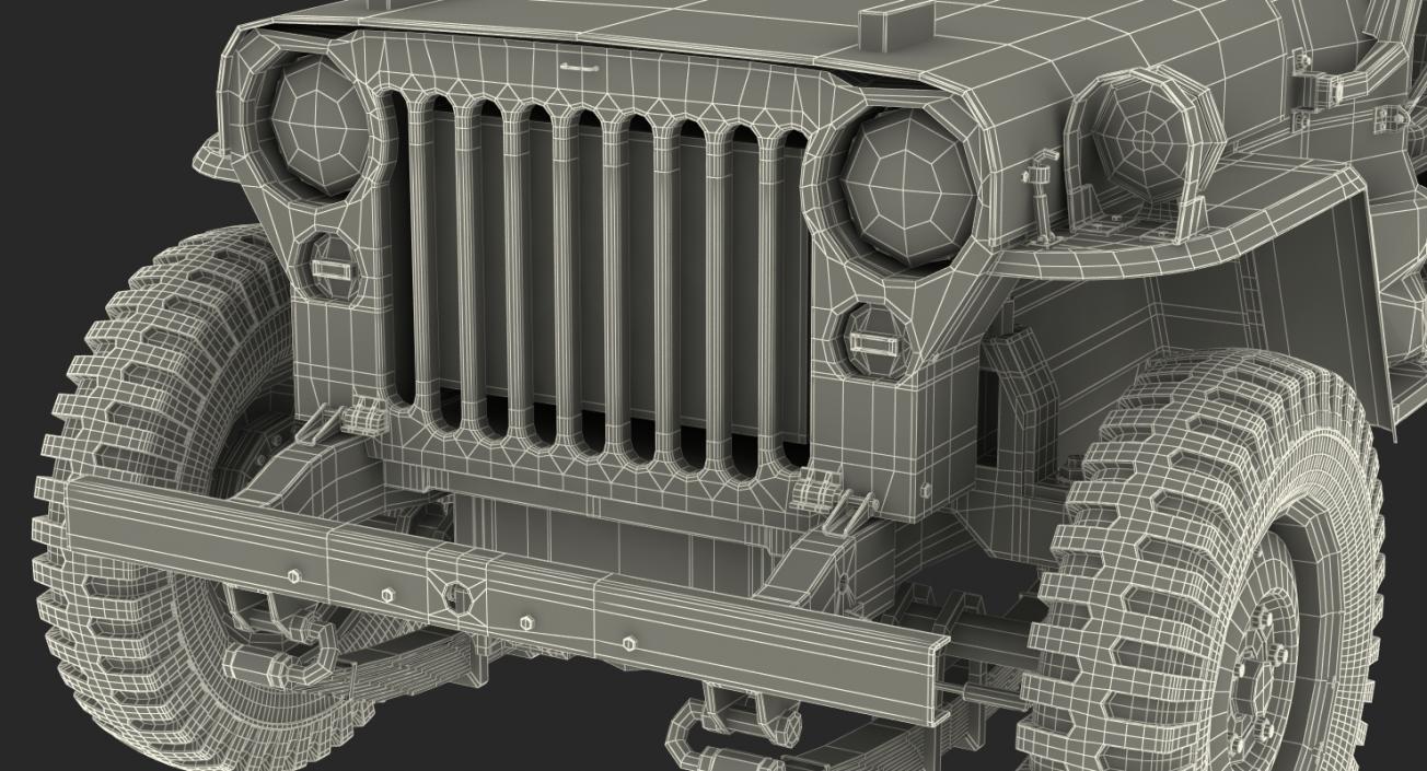 3D model Jeep Willys 1944 Convertible Rigged