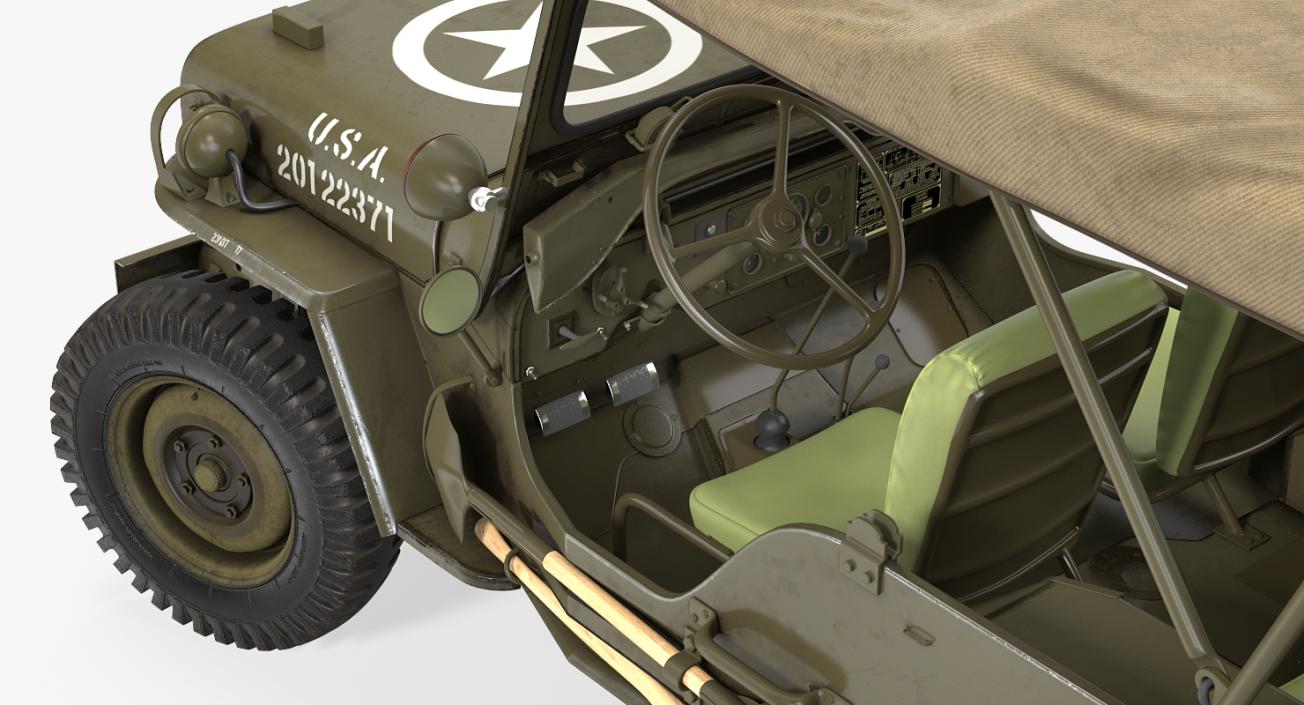 3D model Jeep Willys 1944 Convertible Rigged