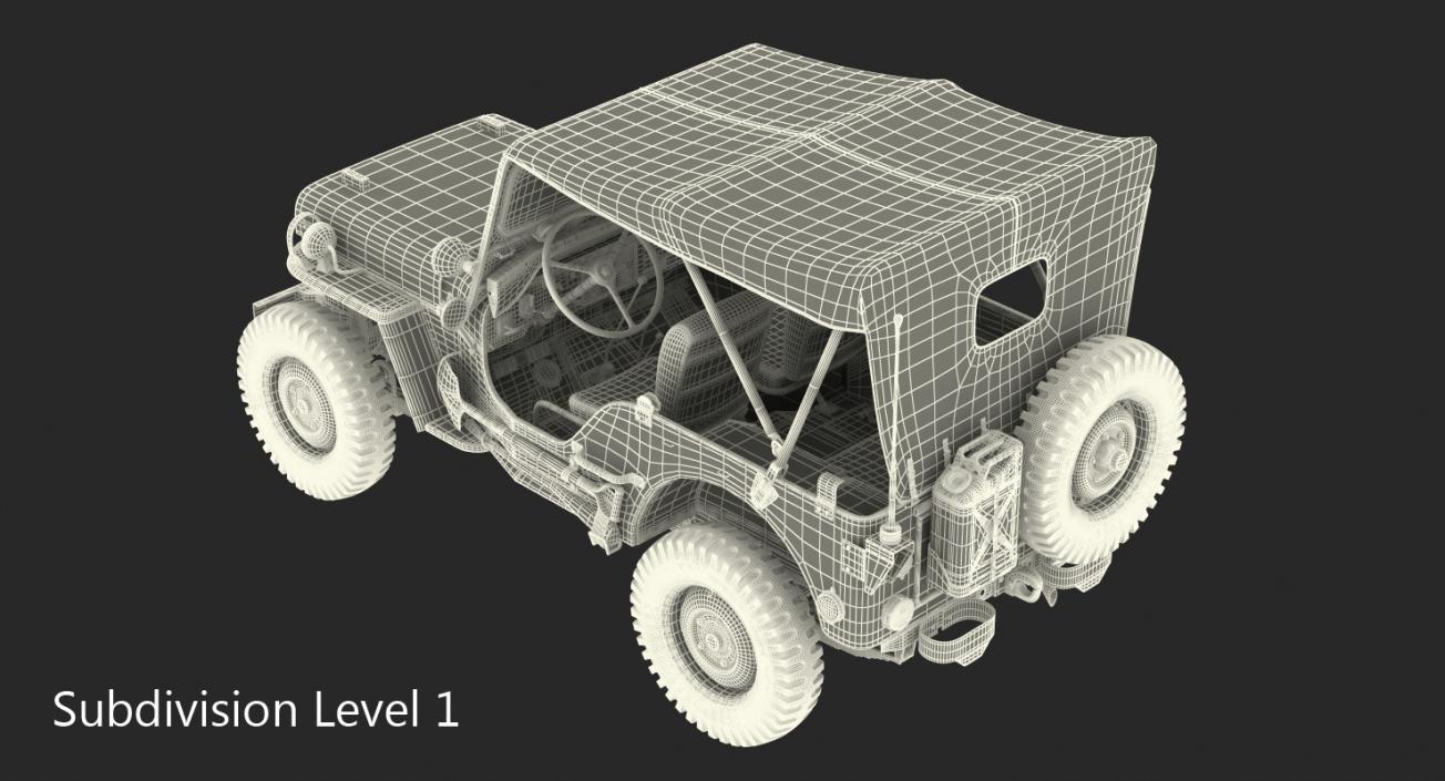 3D model Jeep Willys 1944 Convertible Rigged