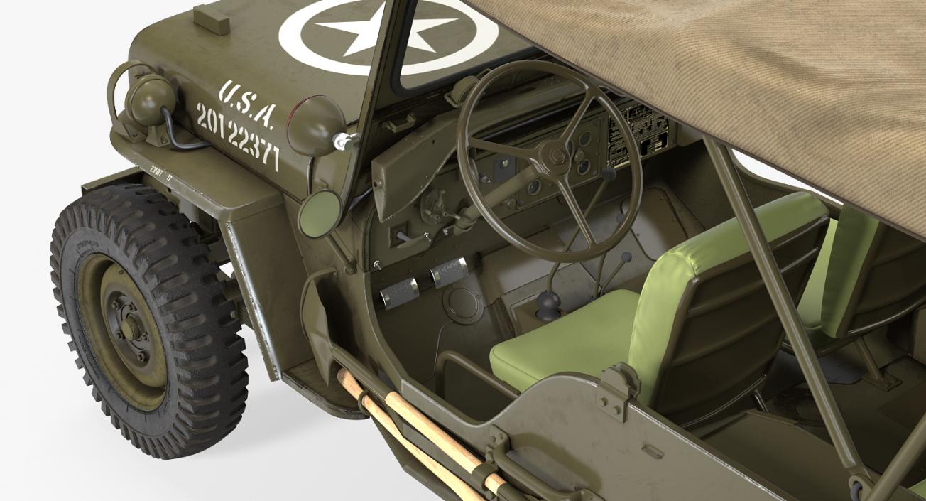 3D model Jeep Willys 1944 Convertible Rigged