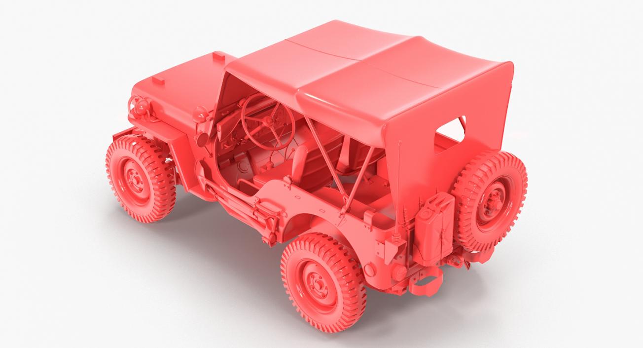 3D model Jeep Willys 1944 Convertible Rigged