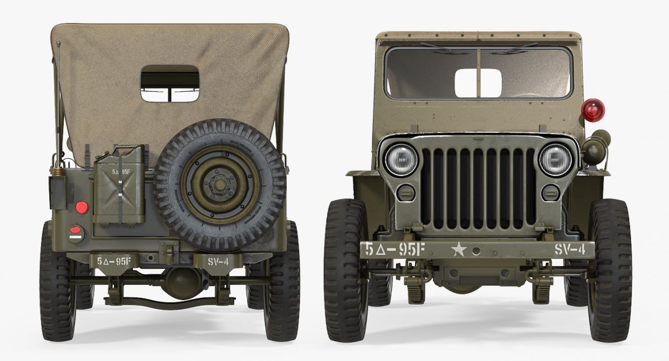 3D model Jeep Willys 1944 Convertible Rigged