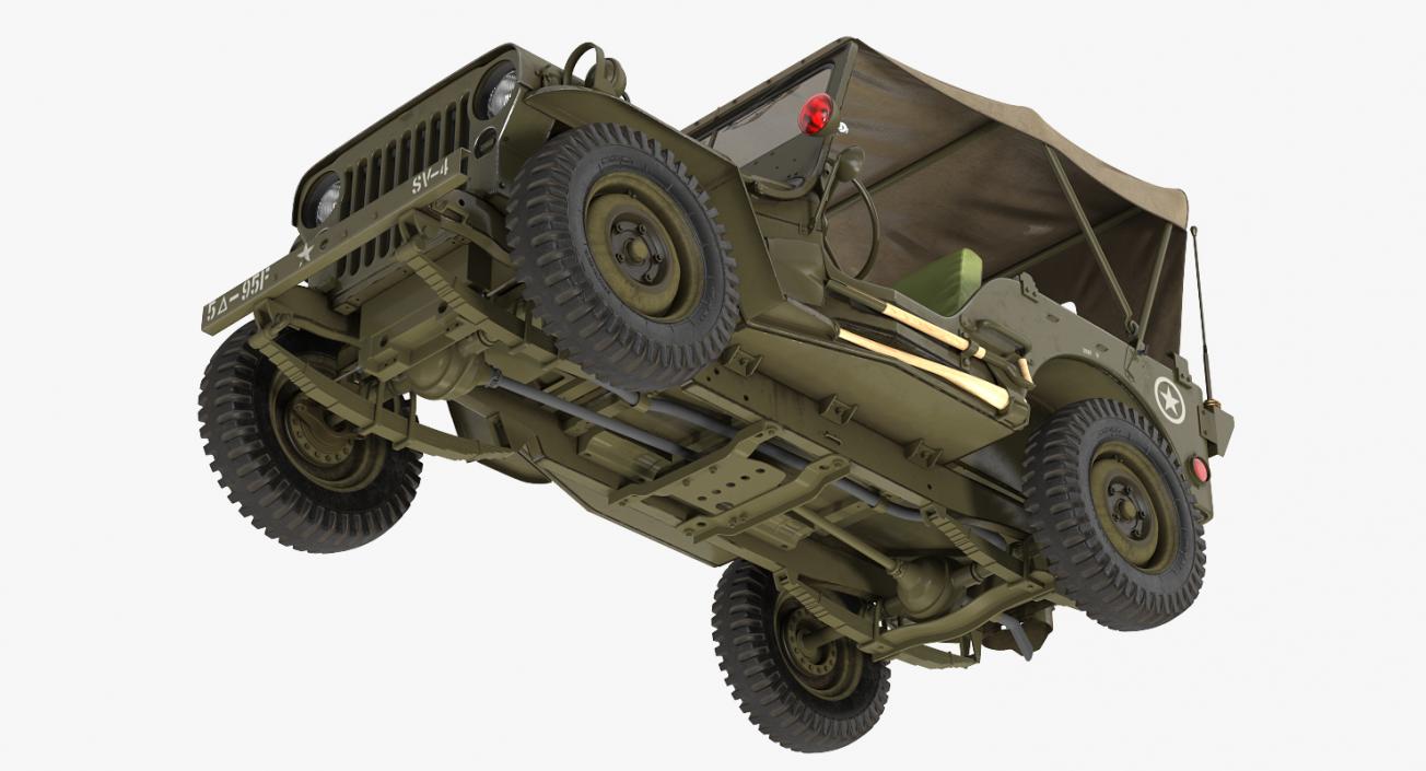 3D model Jeep Willys 1944 Convertible Rigged