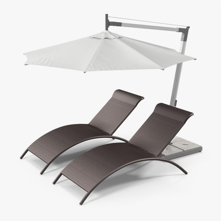 3D model Sun Lounge Chairs and Umbrella