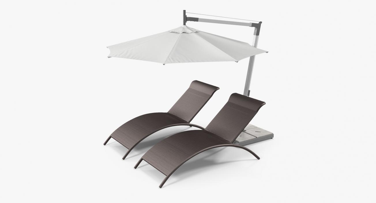 3D model Sun Lounge Chairs and Umbrella