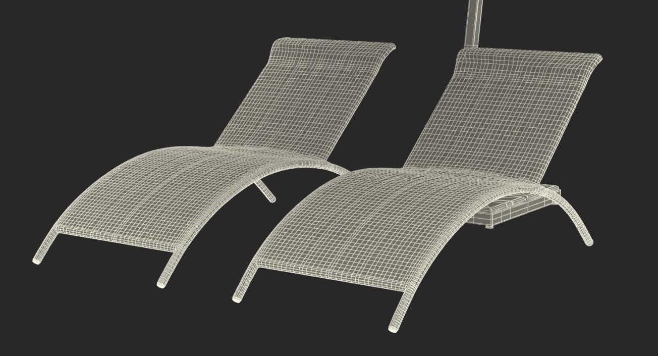 3D model Sun Lounge Chairs and Umbrella