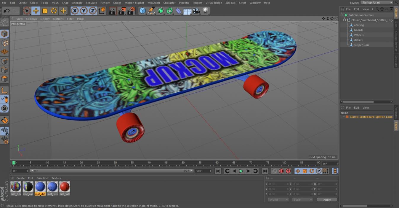 Classic Skateboard Spitfire Logo 3D