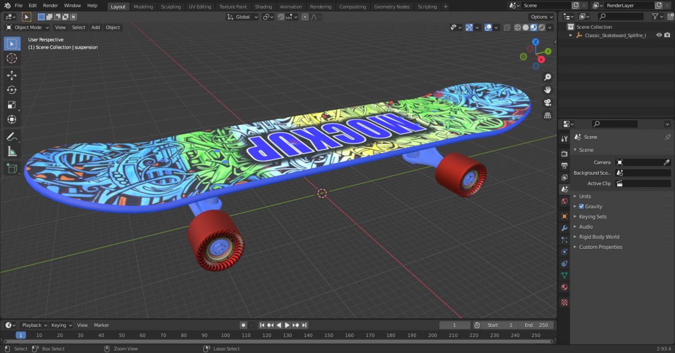 Classic Skateboard Spitfire Logo 3D