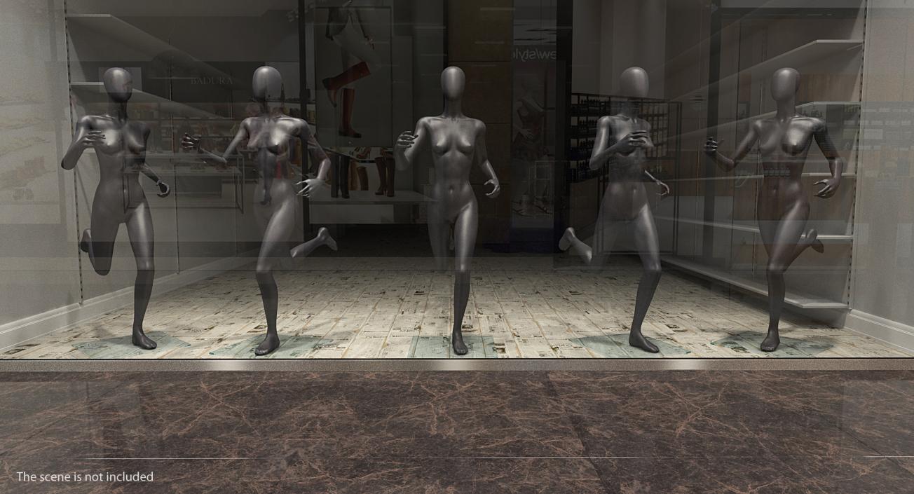 Female Mannequin Grey Running Pose 3D model