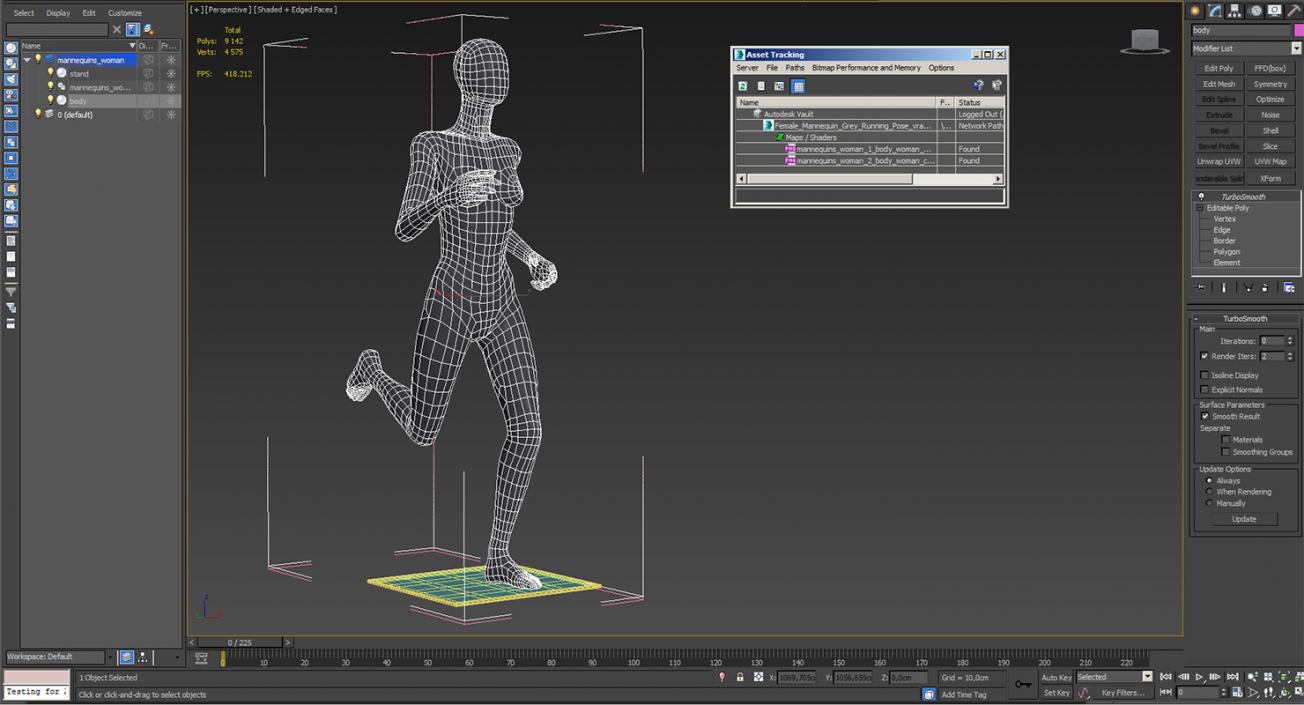 Female Mannequin Grey Running Pose 3D model