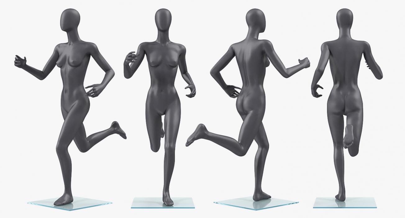 Female Mannequin Grey Running Pose 3D model