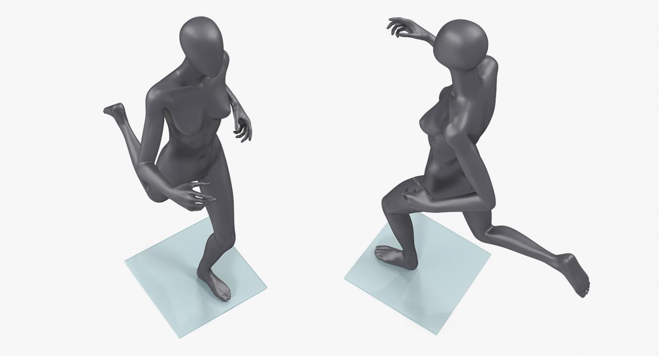 Female Mannequin Grey Running Pose 3D model