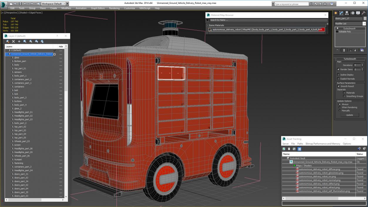 3D Unmanned Ground Vehicle Delivery Robot model