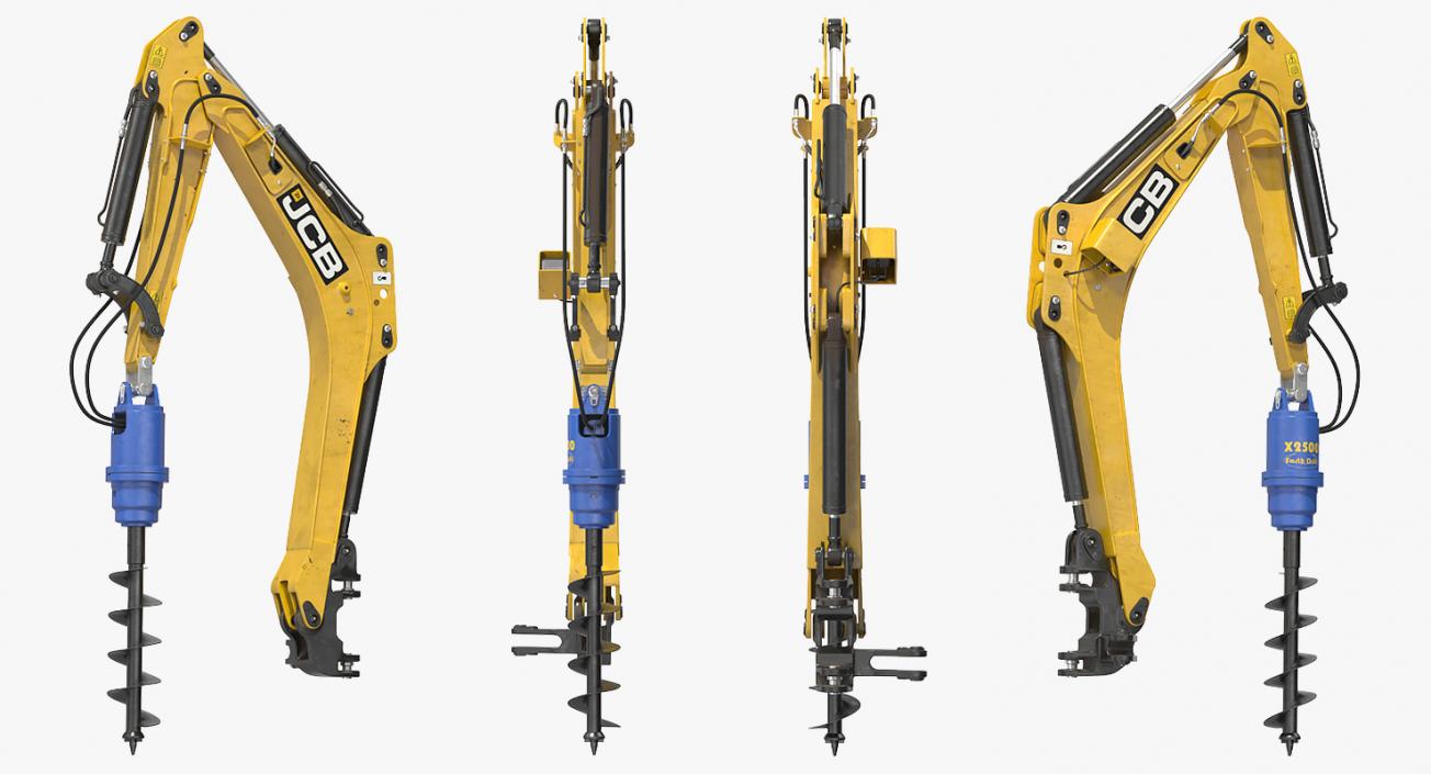 3D JCB Earth Drill X2500 Rigged model