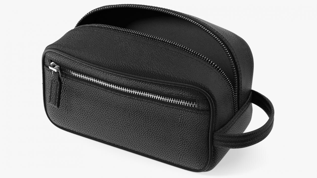 3D Open Cosmetic Bag Leather Black