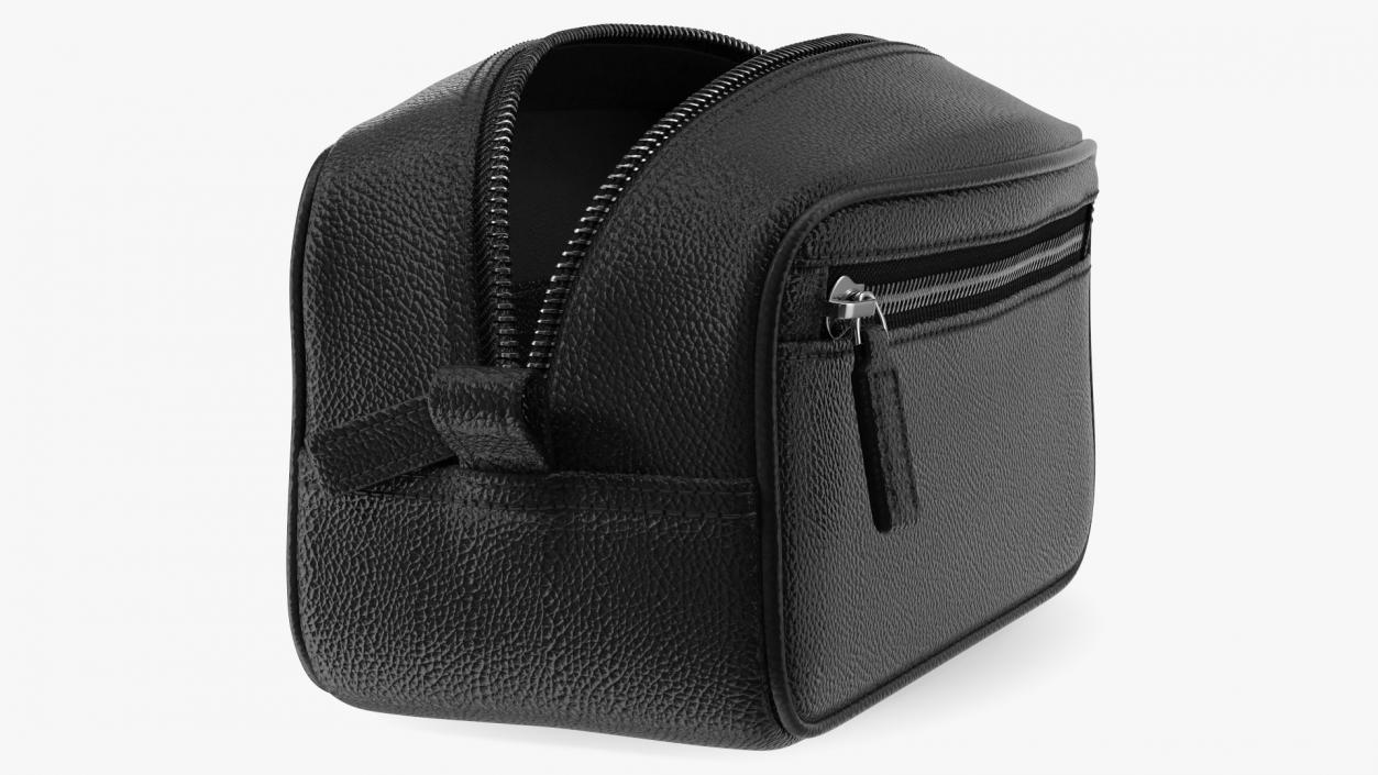 3D Open Cosmetic Bag Leather Black