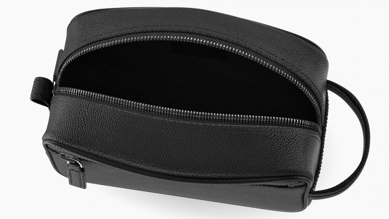 3D Open Cosmetic Bag Leather Black