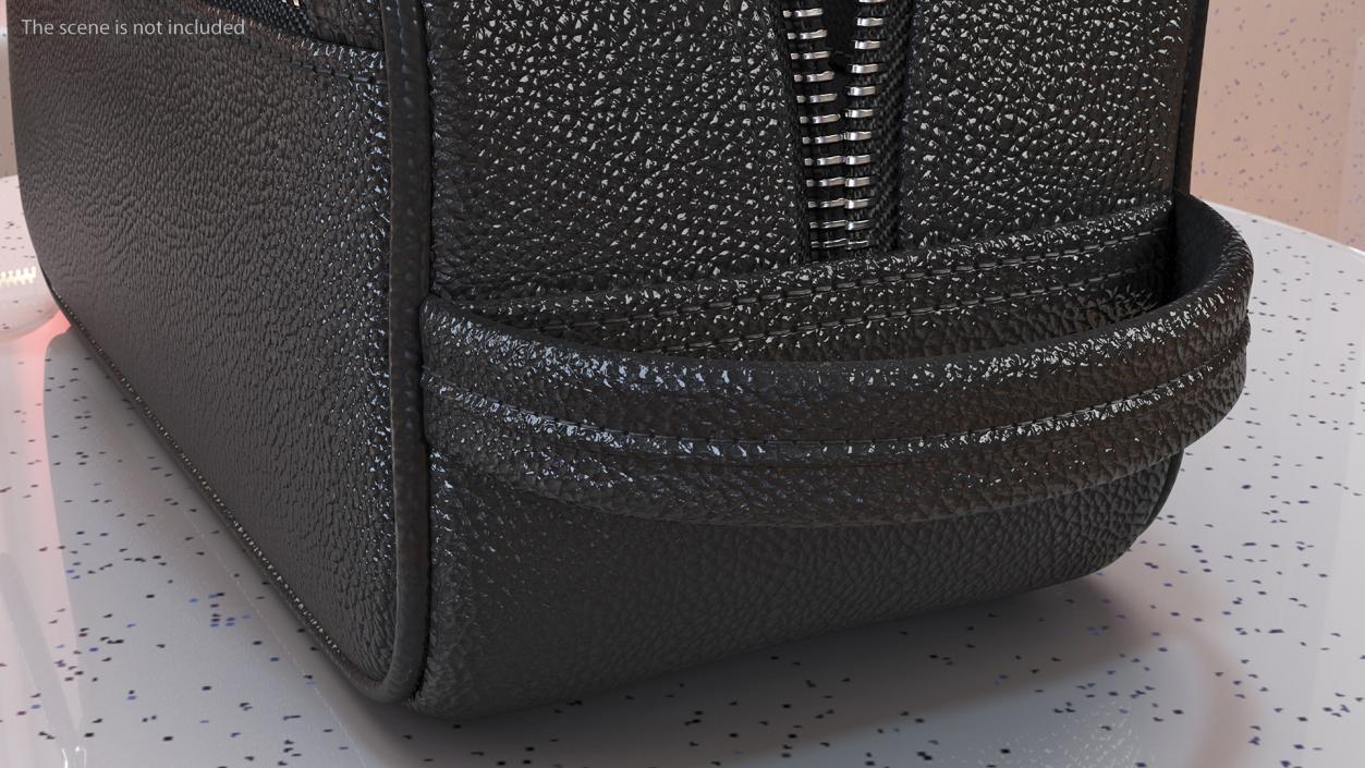 3D Open Cosmetic Bag Leather Black