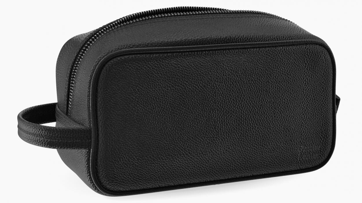 3D Open Cosmetic Bag Leather Black