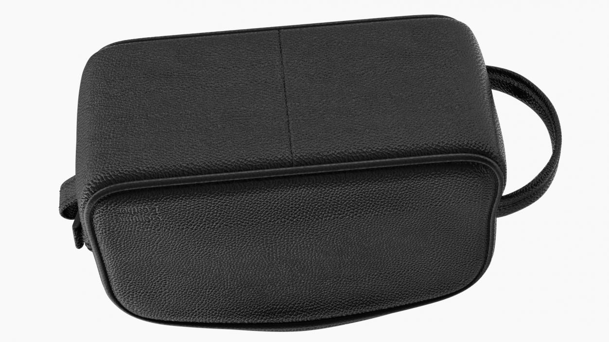 3D Open Cosmetic Bag Leather Black