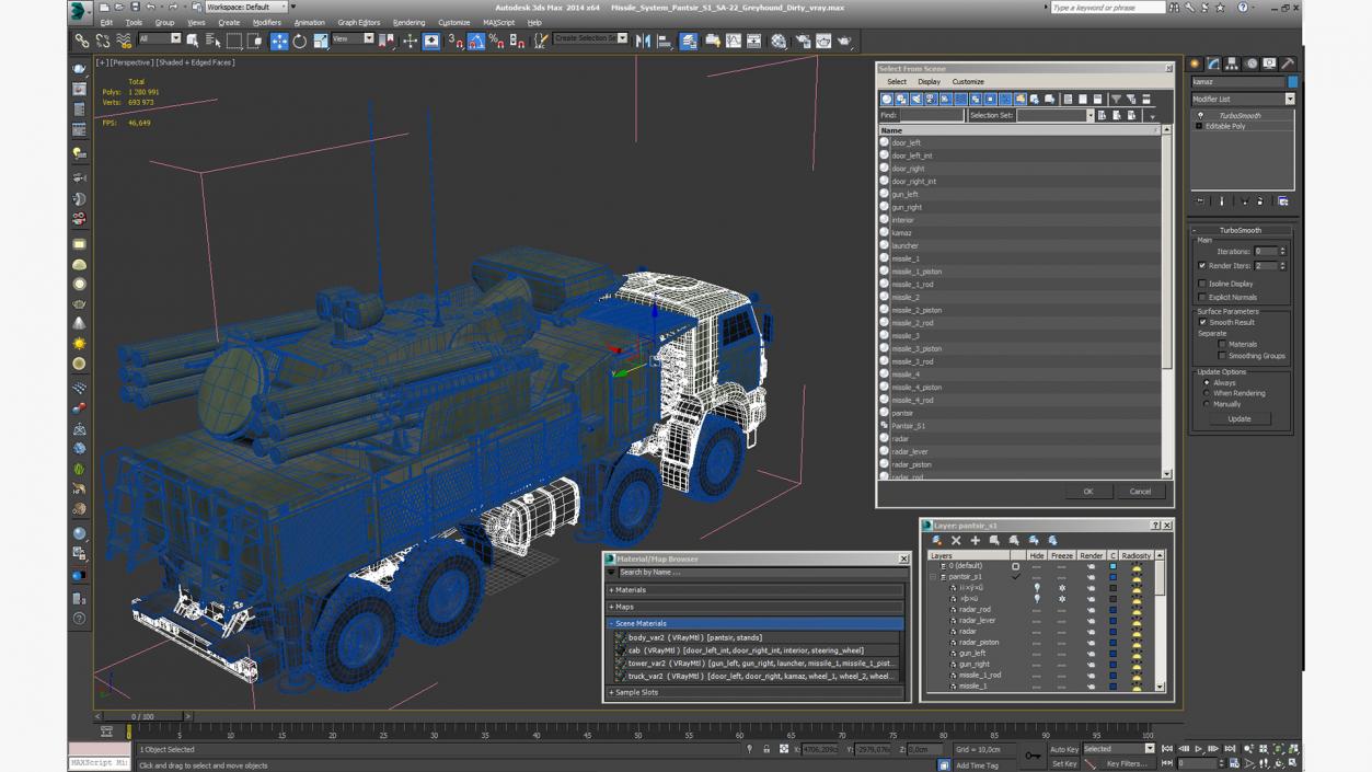 Missile System Pantsir S1 SA-22 Greyhound Dirty 3D